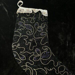Abstract Unique One-of-a-kind Handmade Black Velvet Christmas Stocking